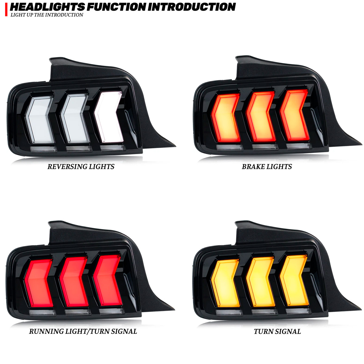 Par Faros Trasero Calavera Mustang 2005-2009 Secuencial S197 - Imagen 2