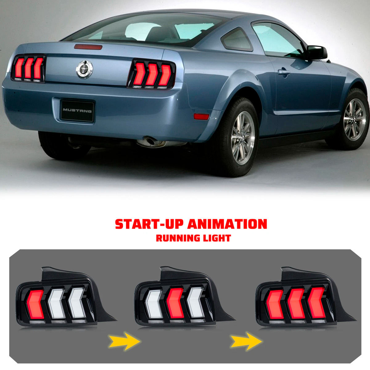 Par Faros Trasero Calavera Mustang 2005-2009 Secuencial S197 - Imagen 4