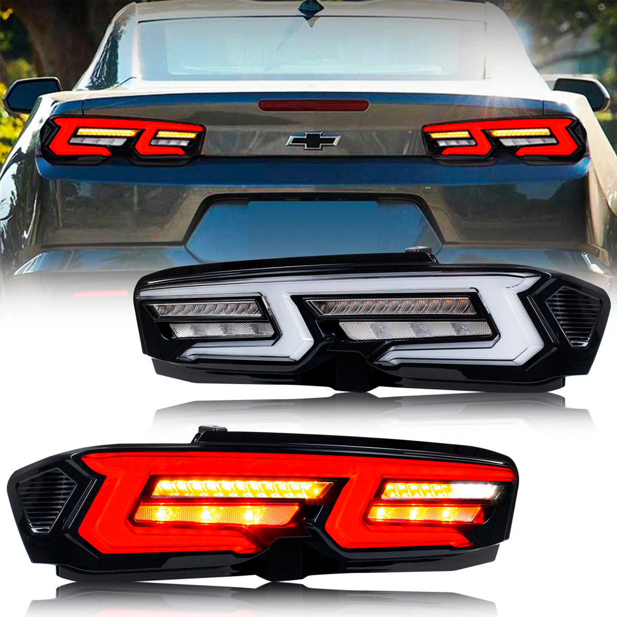 Par Faros Trasero Calavera Chevy Camaro 2019-2025 Secuencial