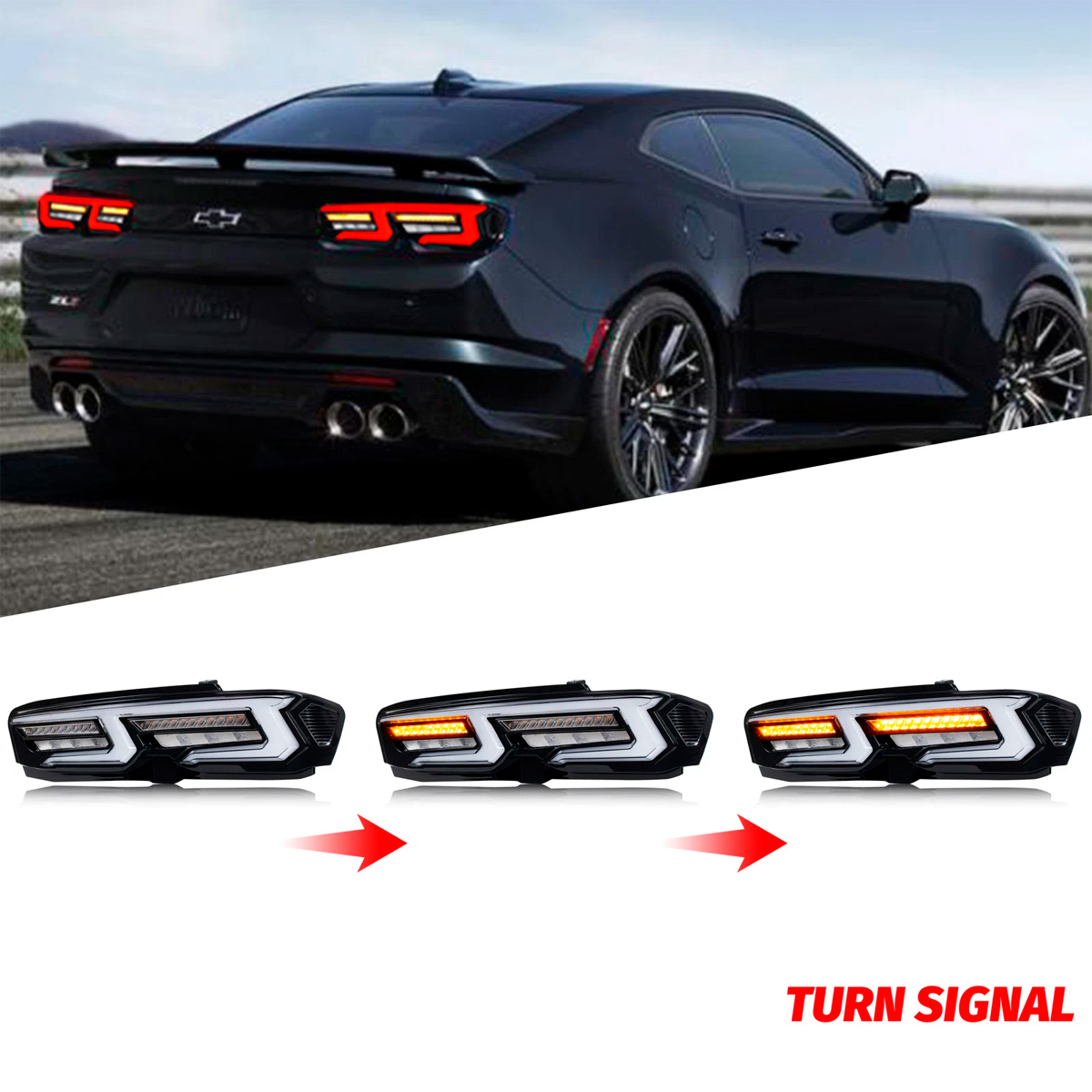 Par Faros Trasero Calavera Chevy Camaro 2019-2025 Secuencial - Imagen 4