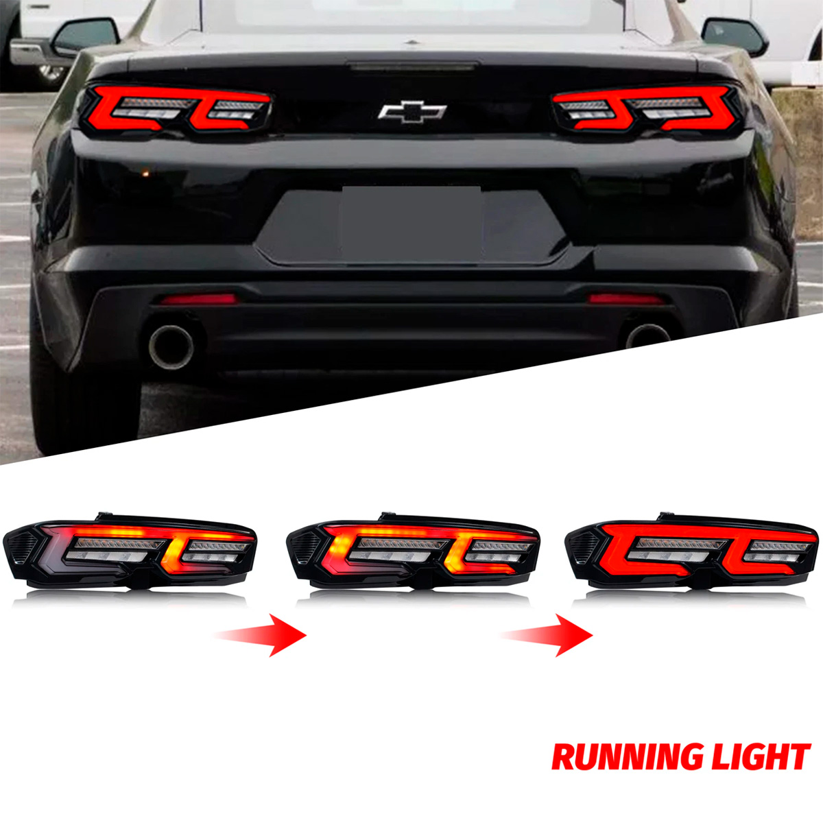 Par Faros Trasero Calavera Chevy Camaro 2019-2025 Secuencial - Imagen 2