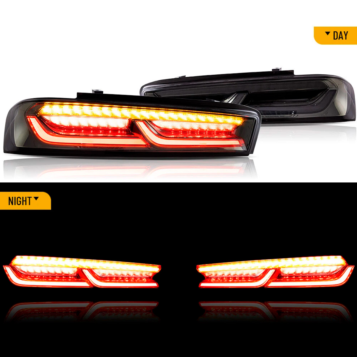 Par Faros Traseros Calaveras Chevy Camaro 2016-2018 Ahumado - Imagen 3