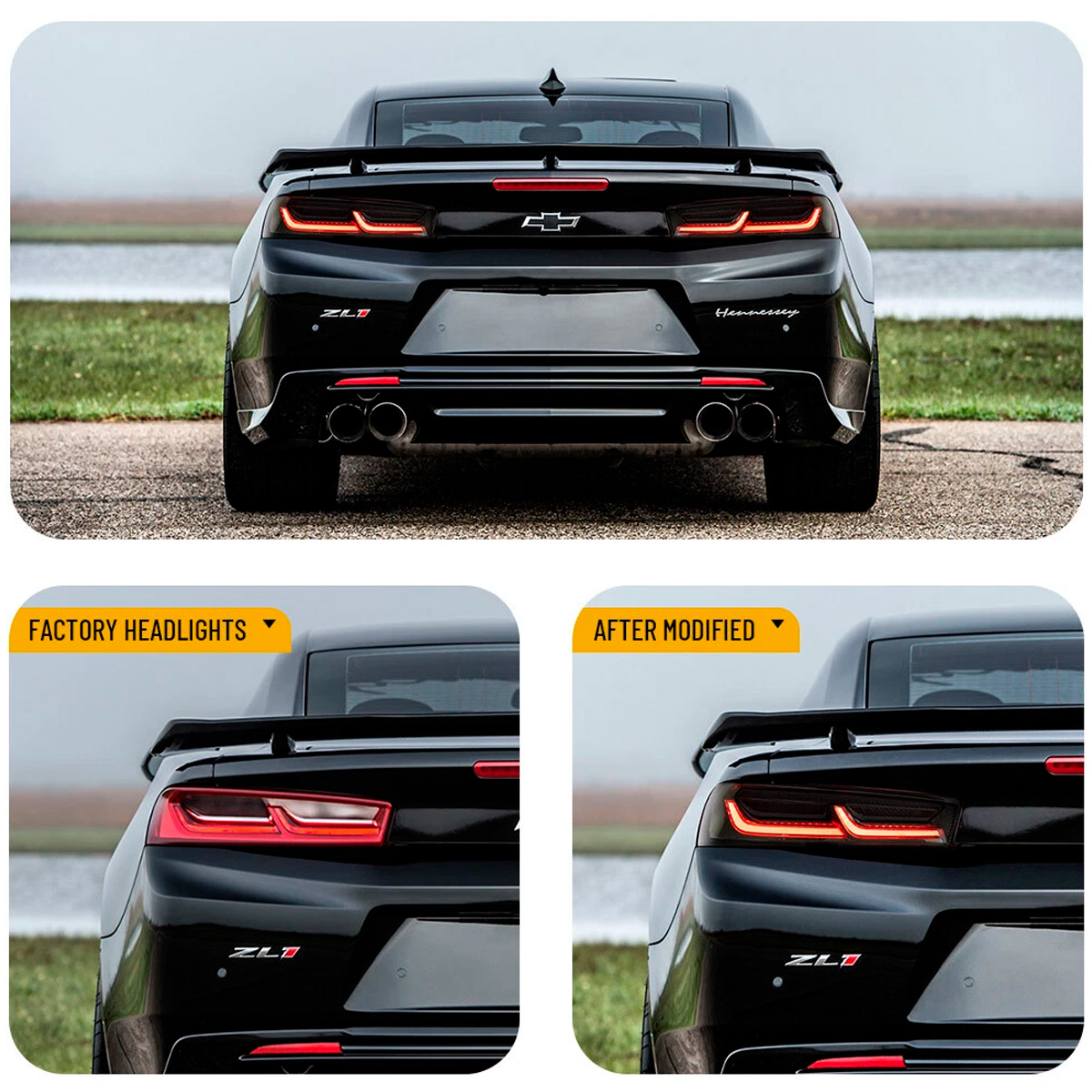 Par Faros Traseros Calaveras Chevy Camaro 2016-2018 Ahumado - Imagen 4