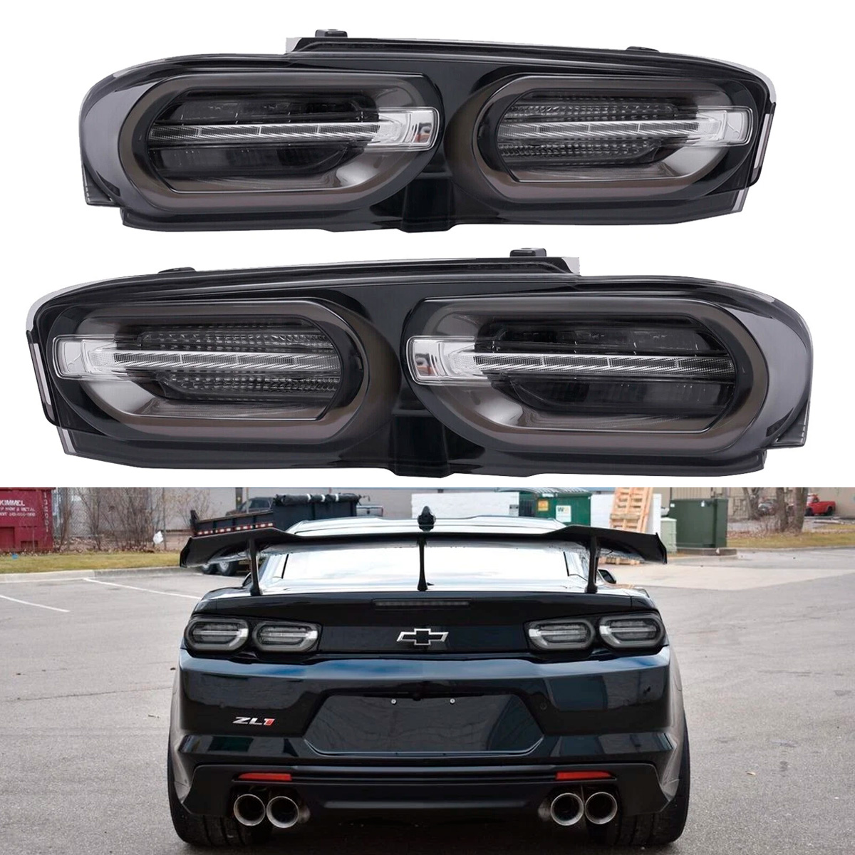 Par Faro Trasero Calavera Chevy Camaro 2019-2024 Ahumado