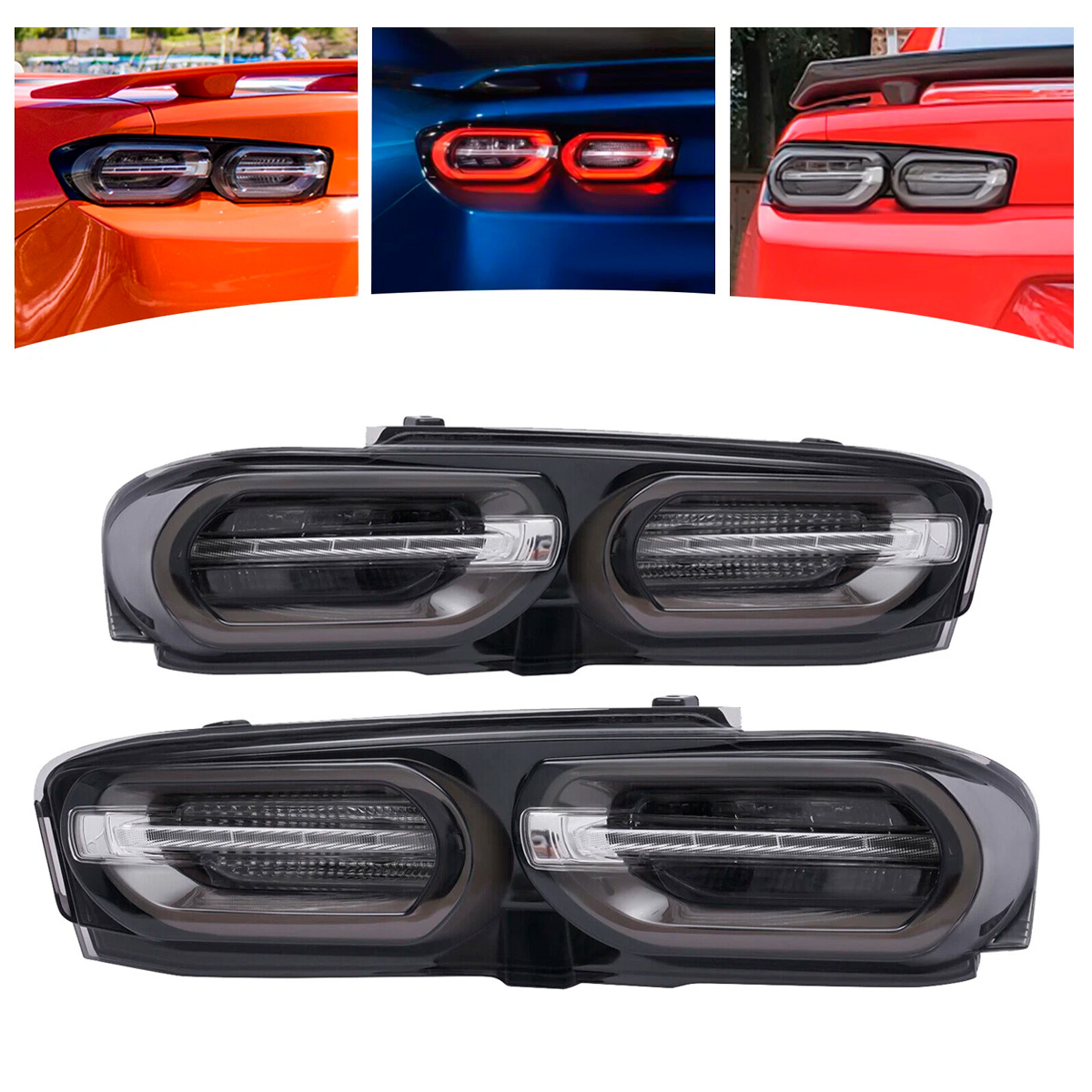 Par Faro Trasero Calavera Chevy Camaro 2019-2024 Ahumado - Imagen 2