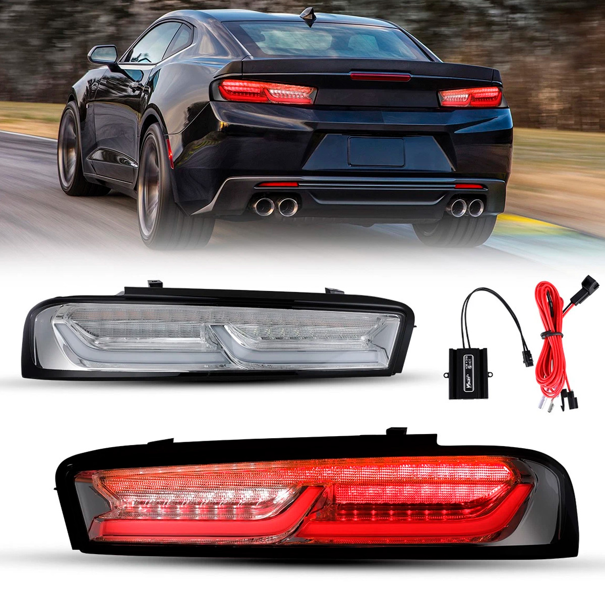 Par Faros Trasero Calavera Chevy Camaro 2016-2018 Secuencial