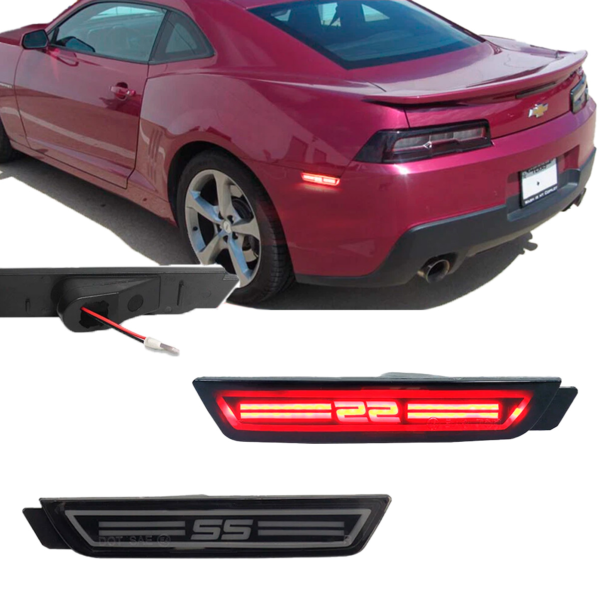Par Cuartos Reflectores Chevy Camaro 2010-2015 Led Rojo SS