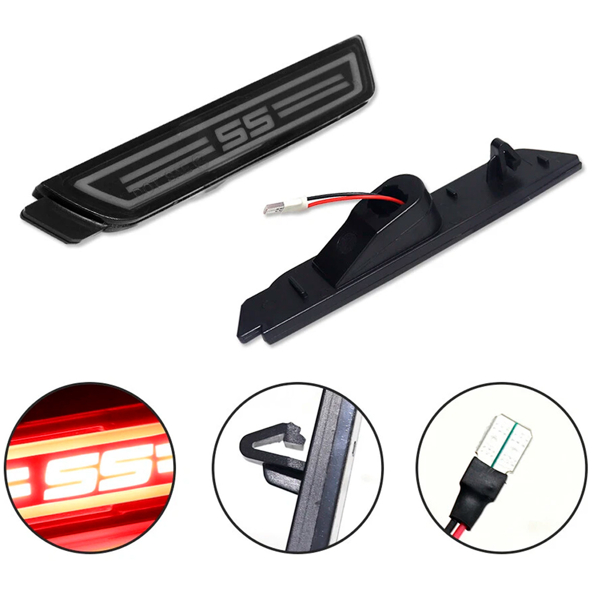 Par Cuartos Reflectores Chevy Camaro 2010-2015 Led Rojo SS - Imagen 2