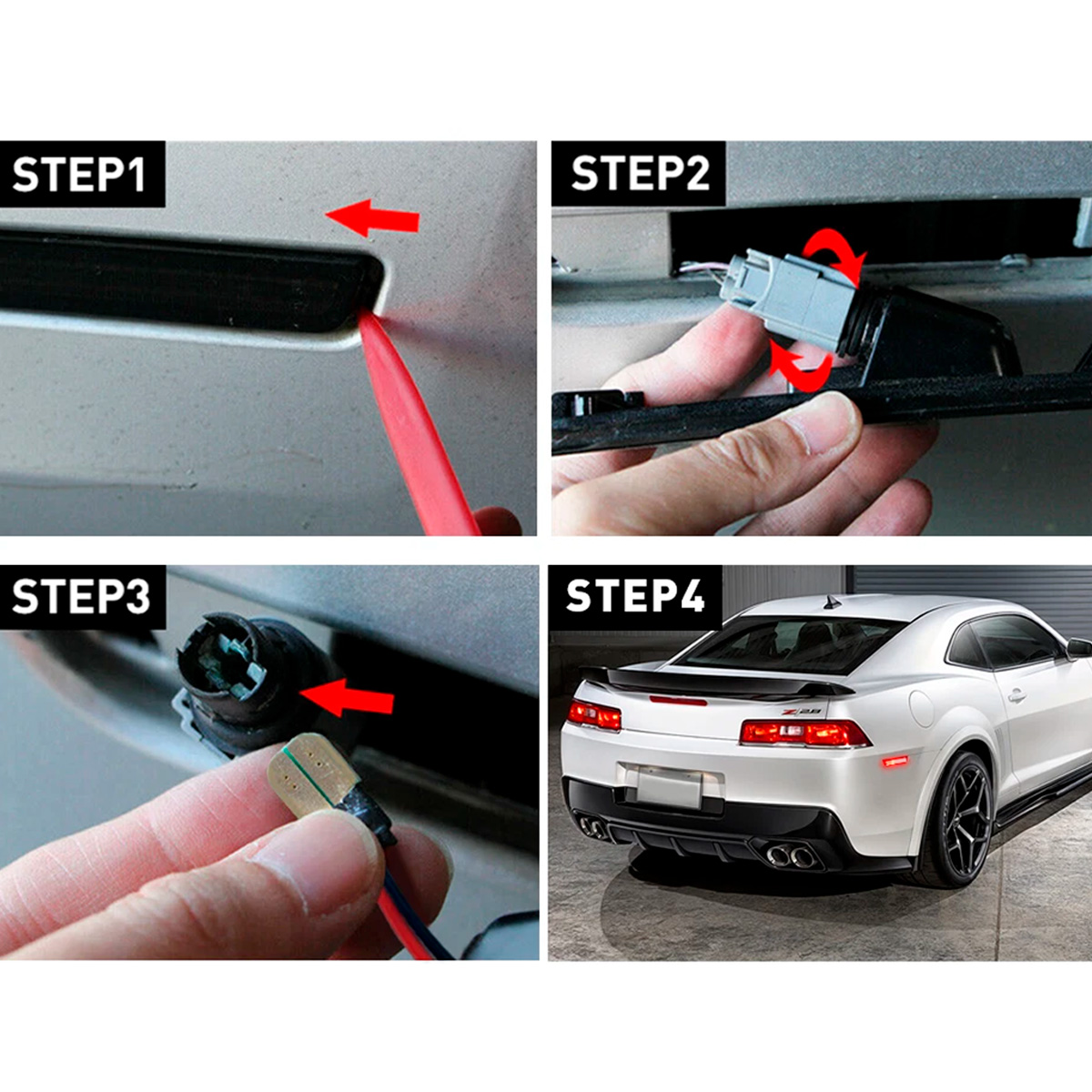 Par Cuartos Reflectores Chevy Camaro 2010-2015 Led Rojo SS - Imagen 3