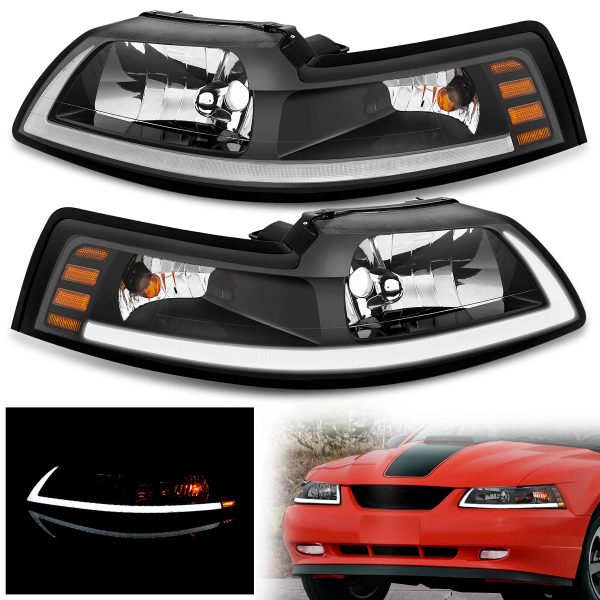 Par Faros Principales Ford Mustang 1999-2004 Tira Drl Led - Imagen 5