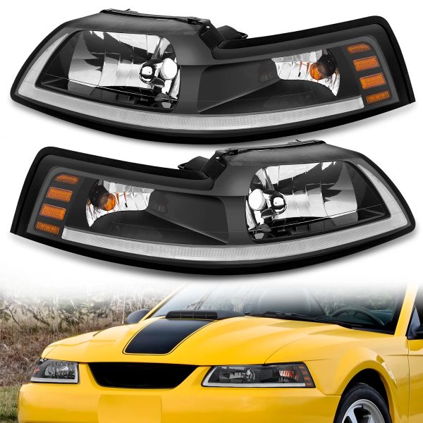 Par Faros Principales Ford Mustang 1999-2004 Tira Drl Led - Imagen 2