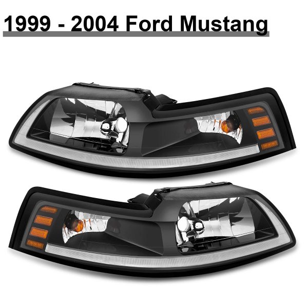 Par Faros Principales Ford Mustang 1999-2004 Tira Drl Led - Imagen 3