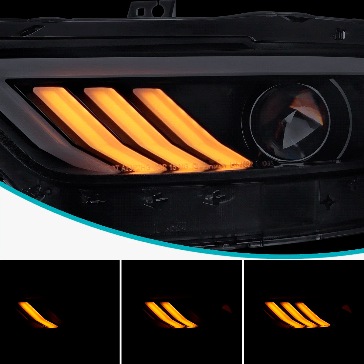 Par Faros Ahumados Secuenciales Ford Mustang 2015-2022 Led - Imagen 5