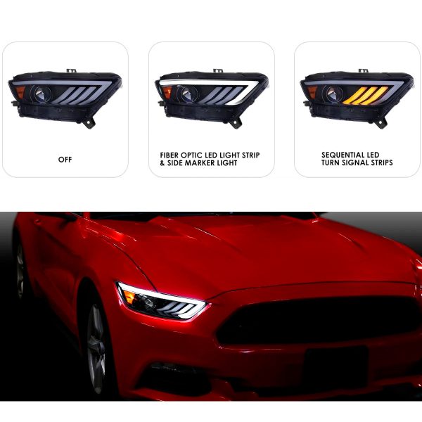 Par Faros Ahumados Secuenciales Ford Mustang 2015-2022 Led - Imagen 3
