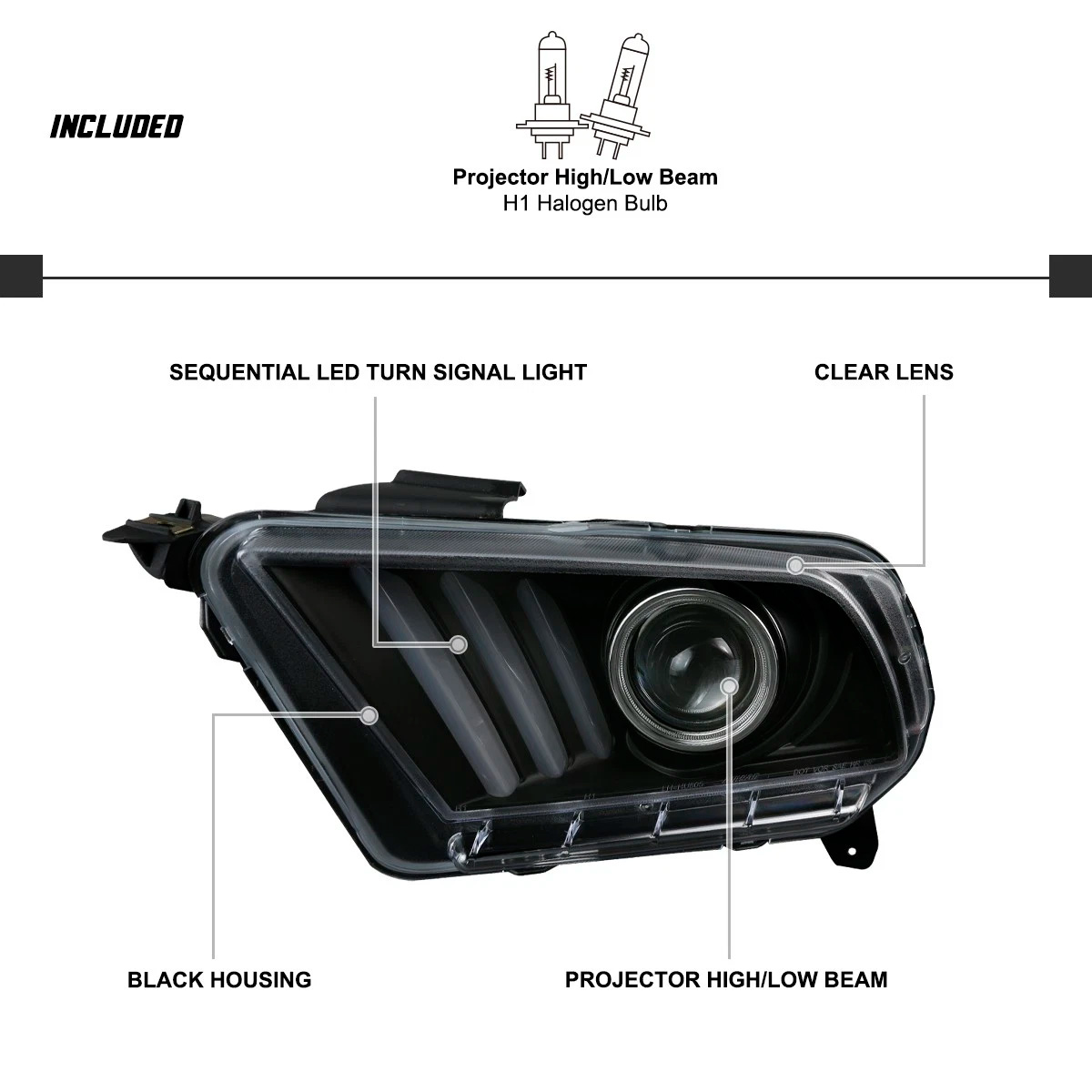 Par Faros Principales Ford Mustang 2010-2014 Secuencial DRL - Imagen 4
