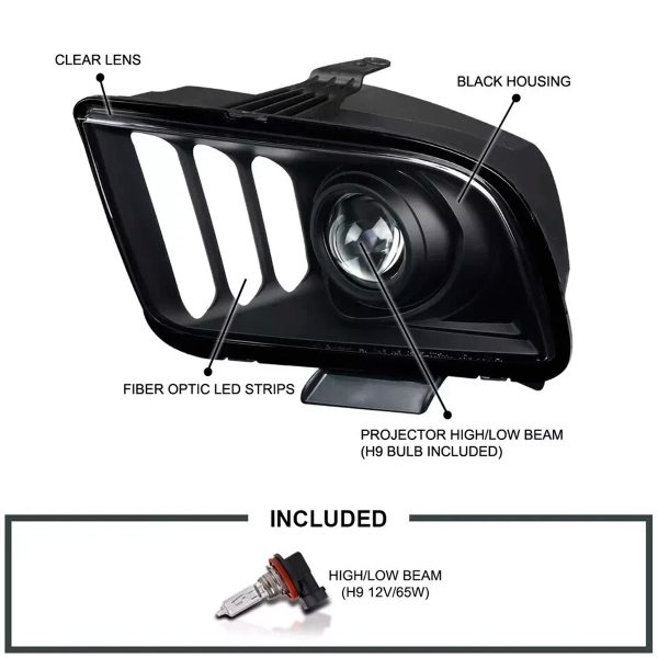 Par Faros Principales Ford Mustang 2005-2009 Led Proyector - Imagen 7