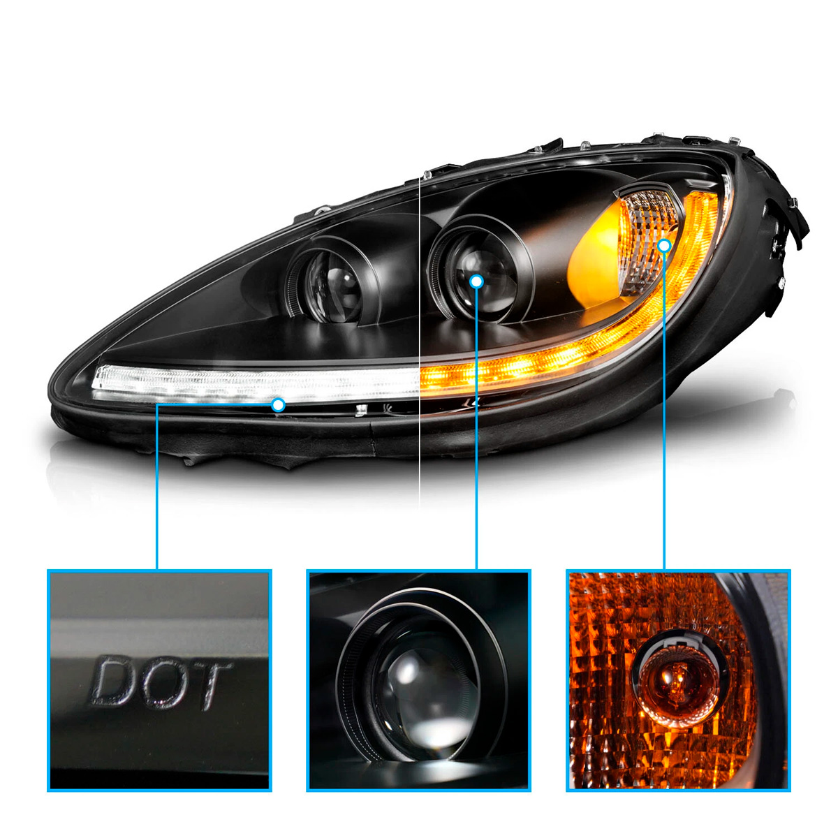 Par Faros Principales Chevy Corvette 2005-2013 Secuencial - Imagen 4