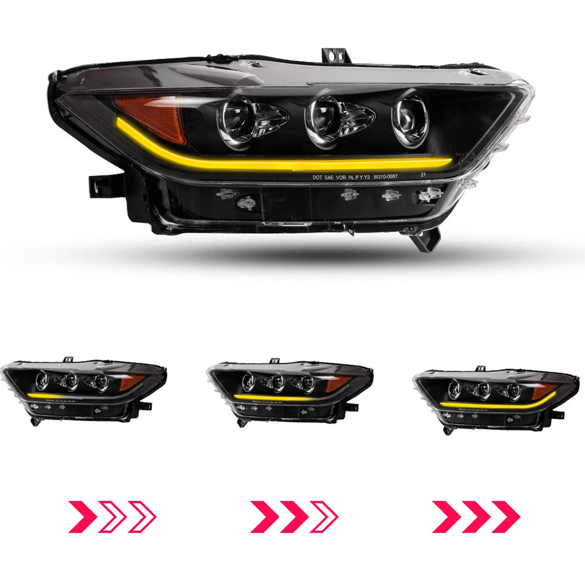 Par Faros Principales Mustang 2015-2017 Proyector Secuencial - Imagen 2