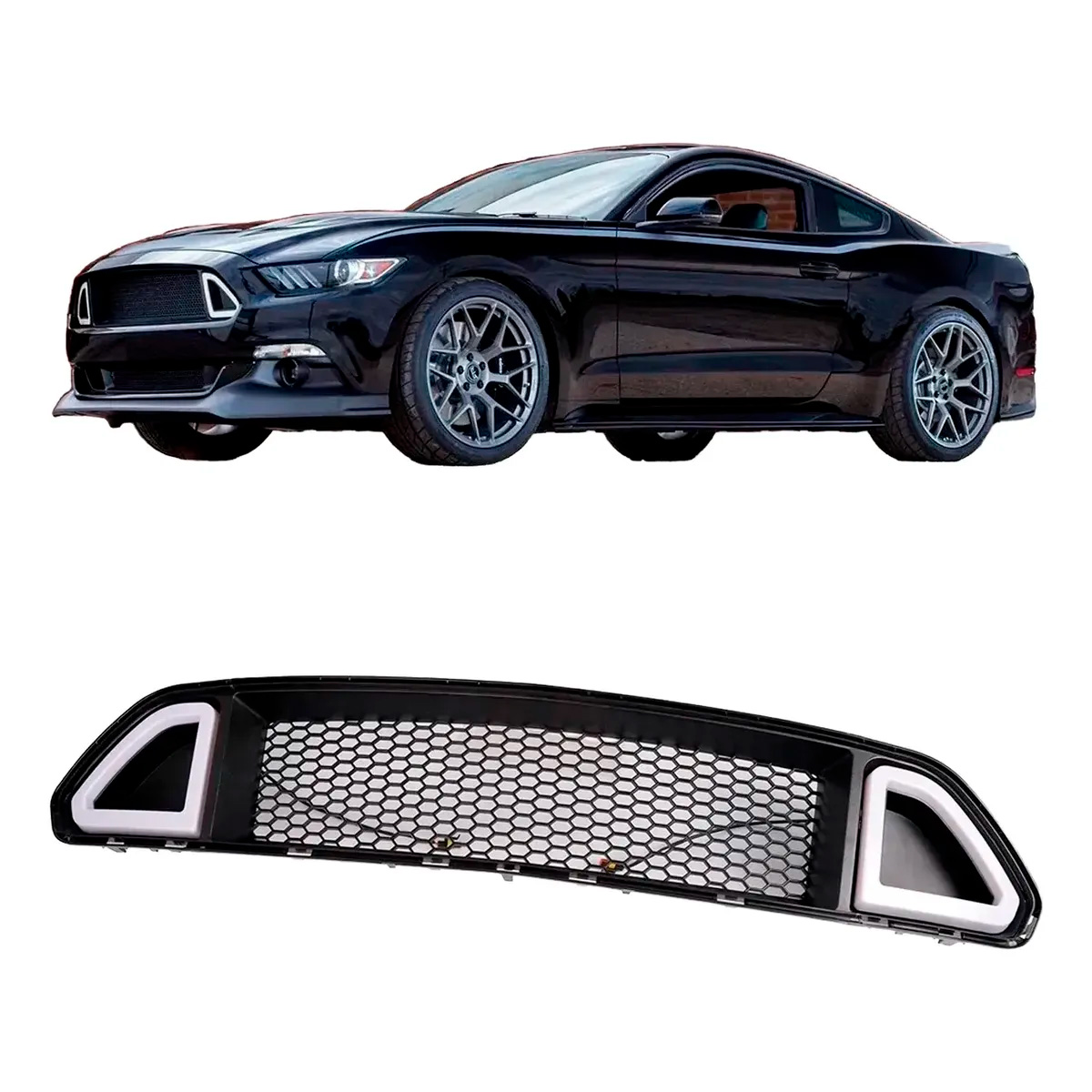 Parrilla Frente Superior Estilo Rtr Led Ford Mustang 15-17