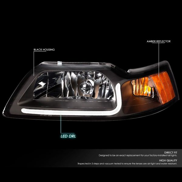 Par Faros Principales Ford Mustang 1999-2004 Led Luz Ambar - Imagen 2