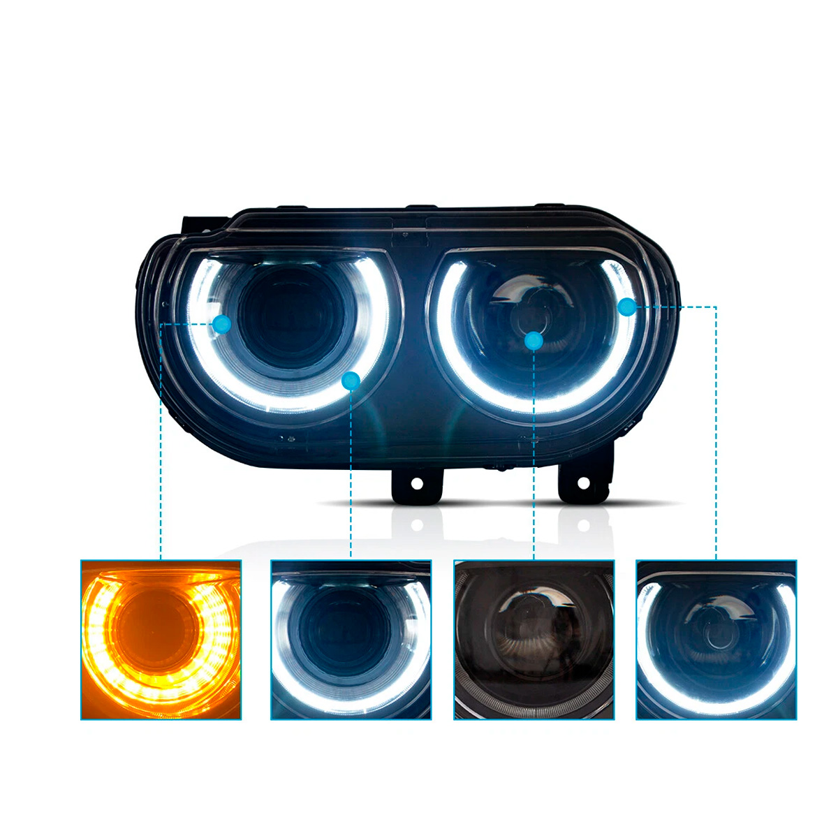 Par Faros Principales Dodge Challenger 2008-2014 Proyector - Imagen 6