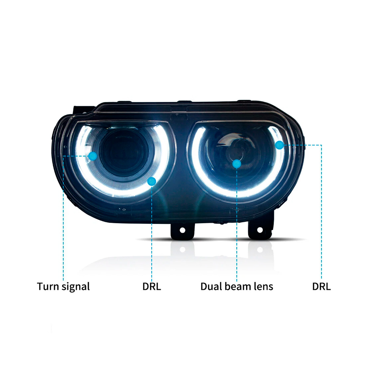 Par Faros Principales Dodge Challenger 2008-2014 Proyector - Imagen 5