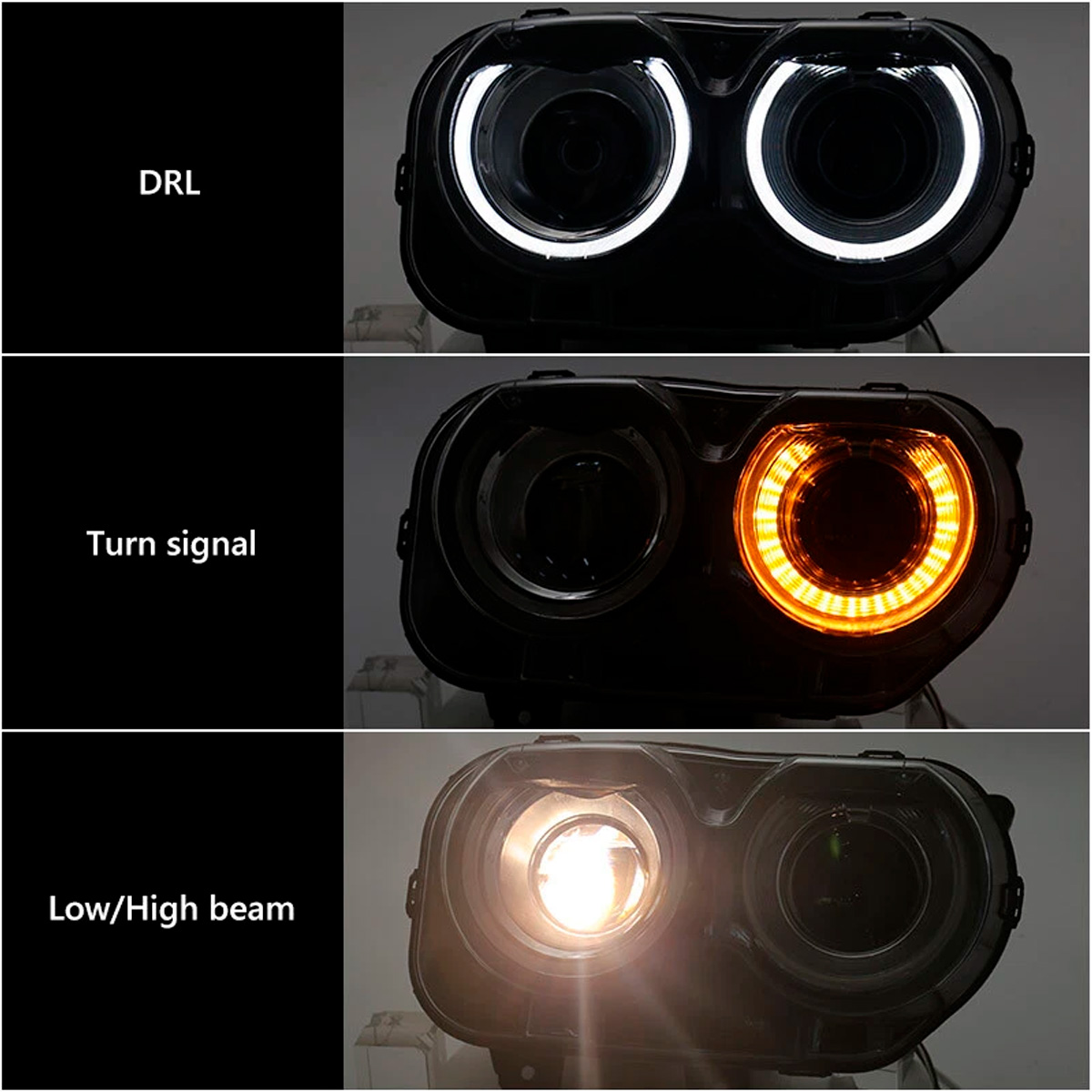 Par Faros Principales Dodge Challenger 2015-2023 Led DRL - Imagen 2